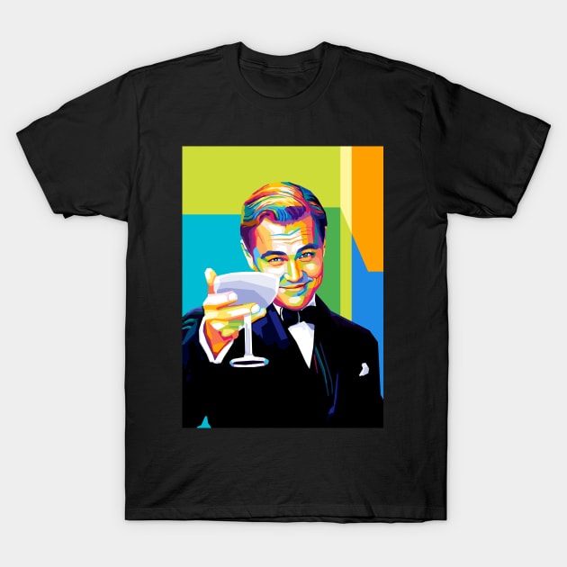 Leonardo Dicaprio Cheers Meme Pop Art T-Shirt by SiksisArt